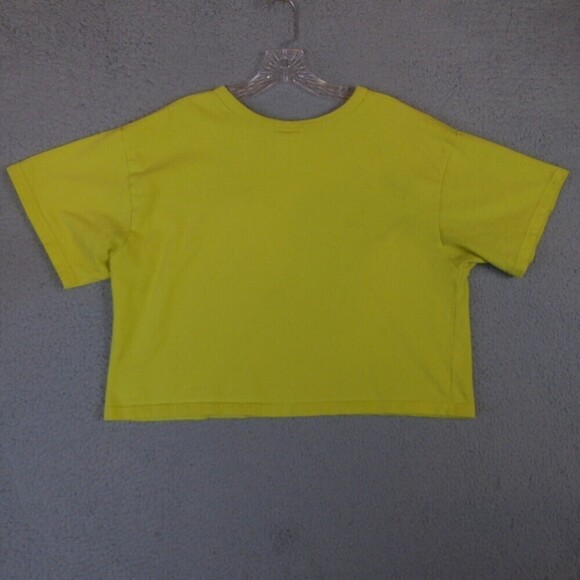 Champion Shirt Womens Large L Yellow Reverse Weave Crop Top Colorful Cotton - Picture 10 of 11